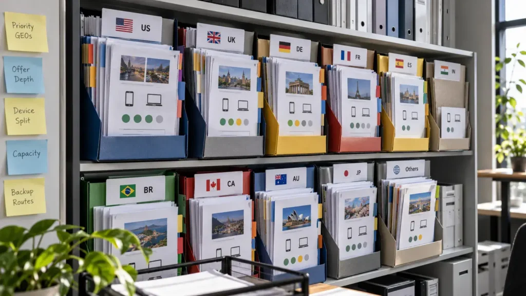 CPA network GEO review comparing priority markets, offer depth, device compatibility, capacity, and backup routes