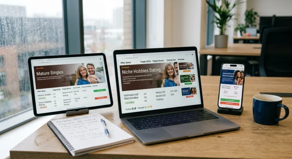 Dating Smartlink matching mobile and desktop traffic with relevant offers across GEOs and audiences