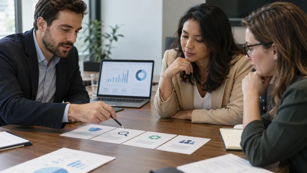Marketing team comparing fraud prevention controls for suspicious traffic, lead quality, and account risks