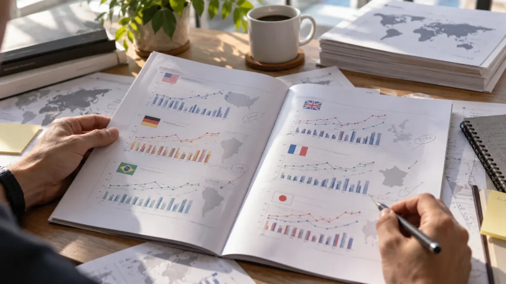 Historical Smartlink research comparing weekly GEO performance changes across EPM, volume, and traffic segments